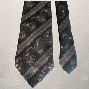 Zanetti Silk Paisley Neck Tie -Brown, Black & Tan Diagonal Stripe